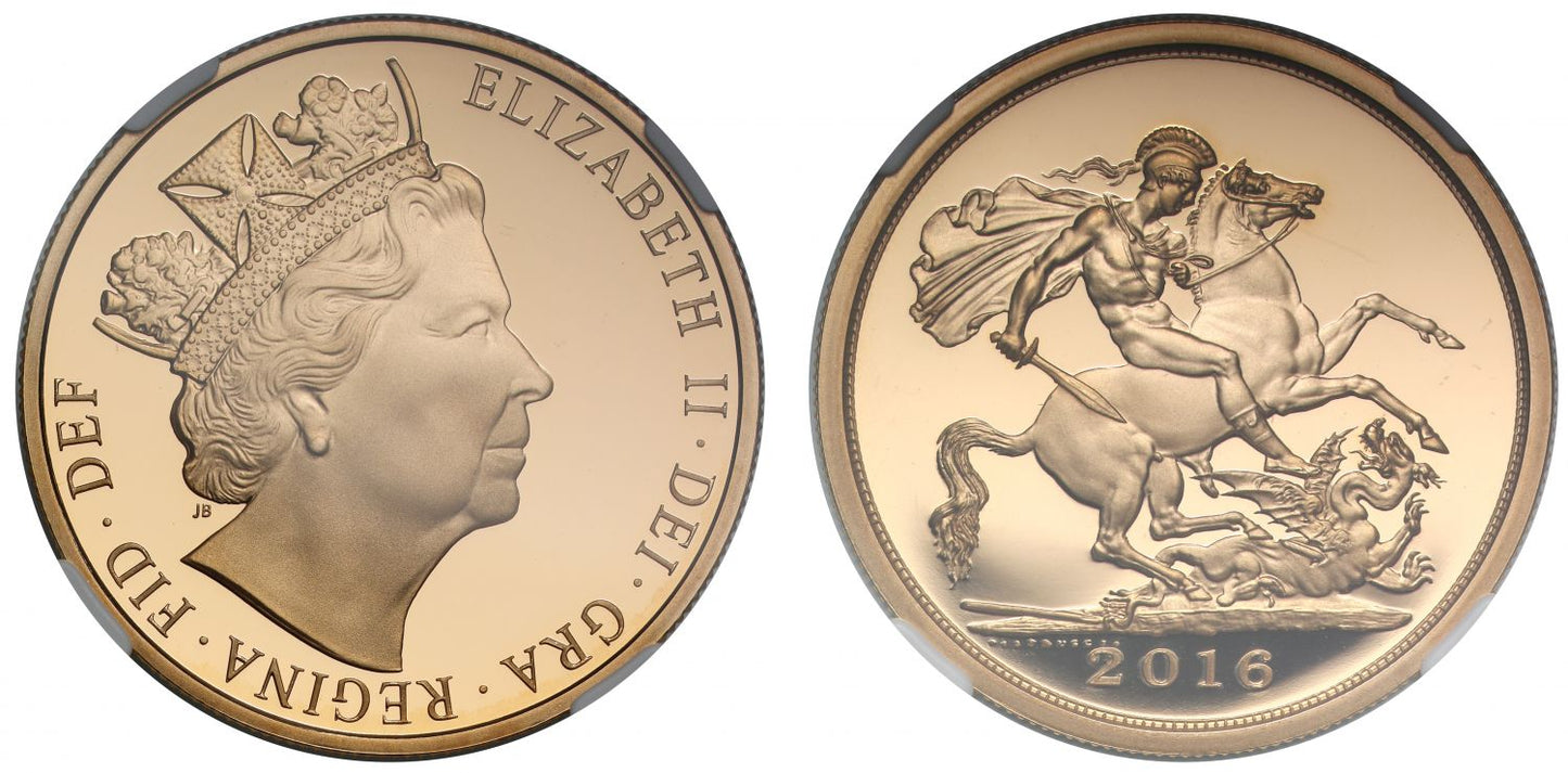 Elizabeth II 2016 PF69 UCAM Five-Pounds – One year type Butler Portrait