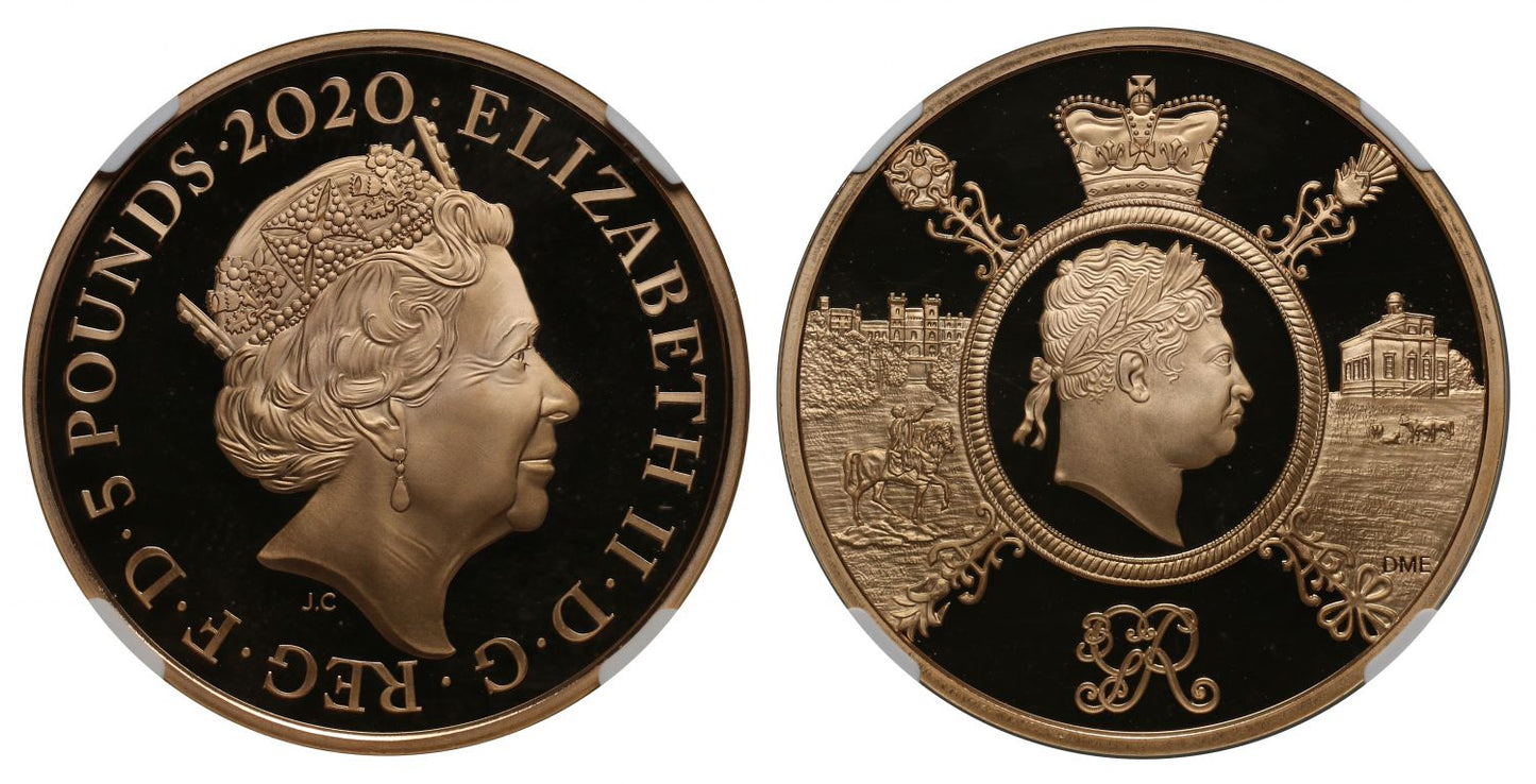 Elizabeth II 2020 PF69 UCAM Five-Pounds - Celebration of George III