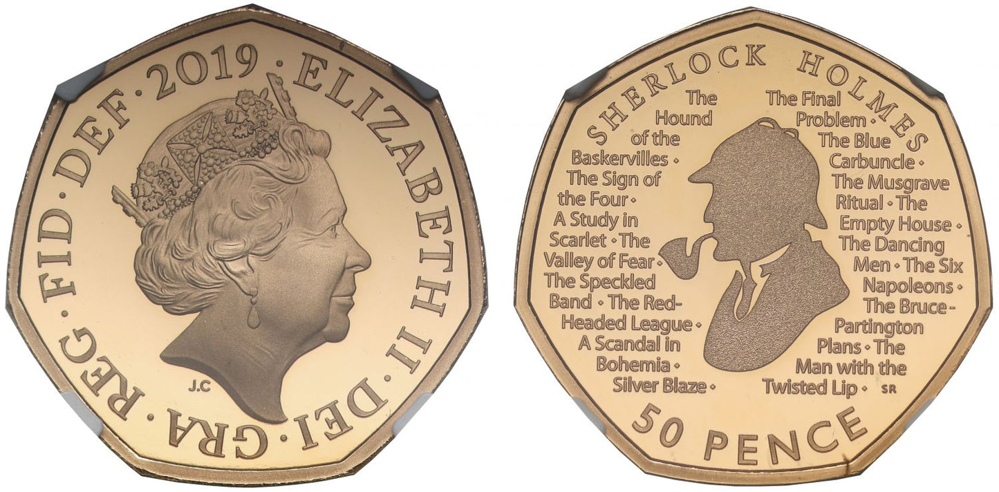 Elizabeth II 2019 PF70 UCAM gold 50p - Sherlock Holmes