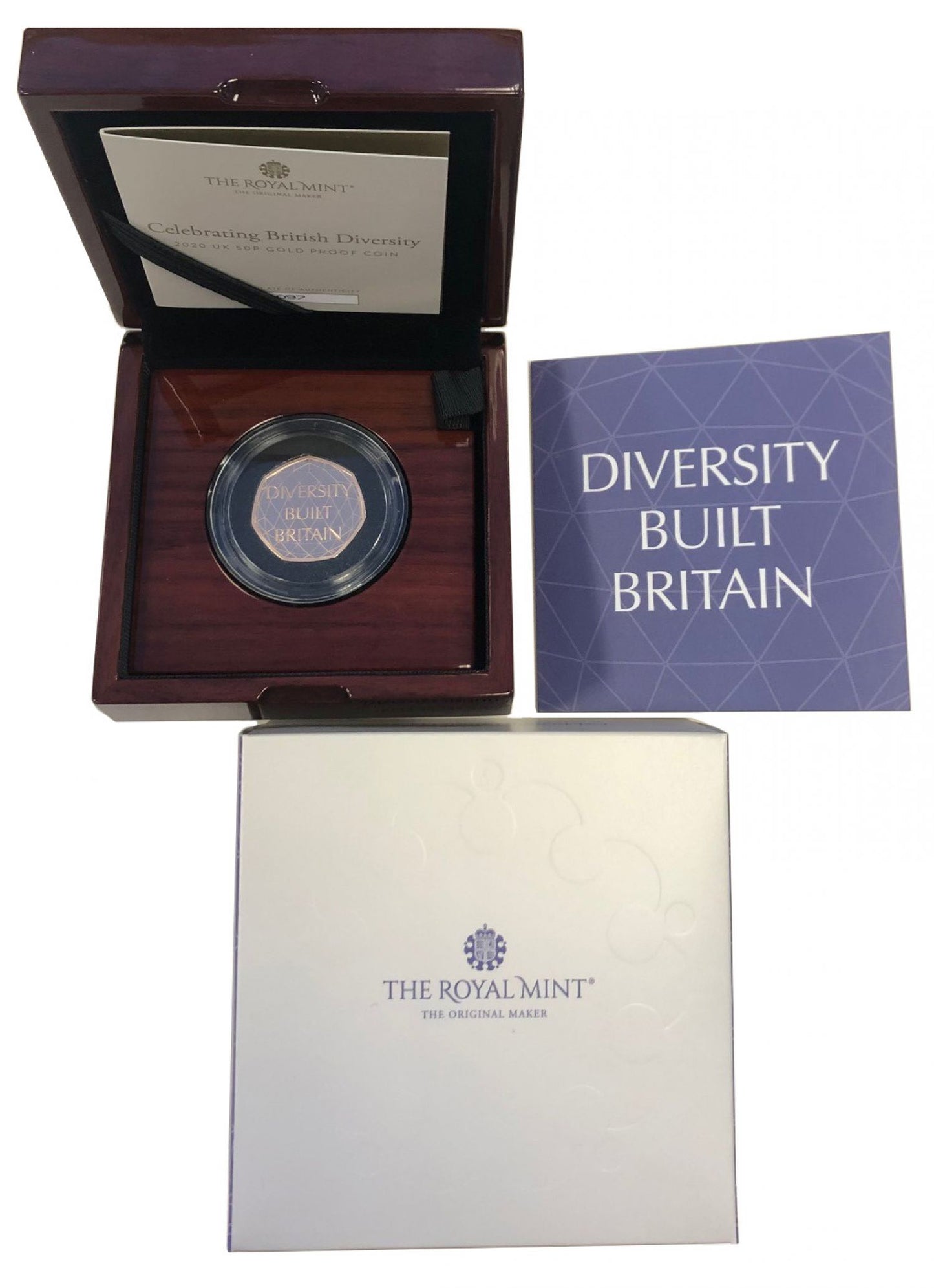 * Elizabeth II 2020 gold proof 50p Diversity Built Britain