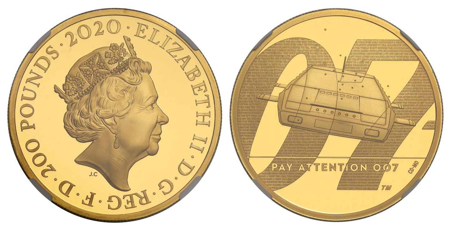 Elizabeth II 2020 PF69 UC gold 2oz James Bond Pay Attention