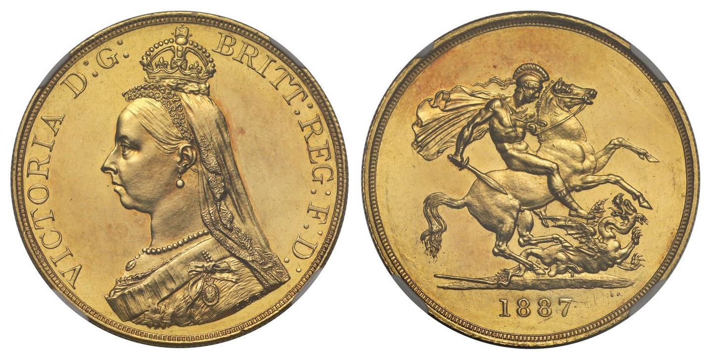 Victoria 1887 Five-Pounds Golden Jubilee issue, MS62 PROOF LIKE