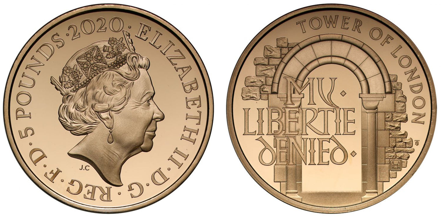 Elizabeth II 2020 proof Five-Pounds State Prison Tower of London