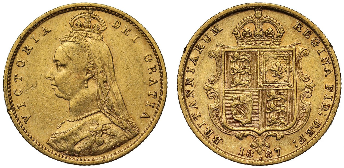 Victoria 1887 Half-Sovereign Melbourne Mint, hooked J DISH M506 R4