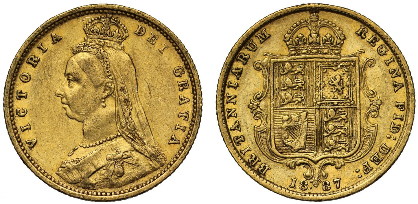 Victoria 1887 Half-Sovereign London Mint, hooked J, DISH L503 R5