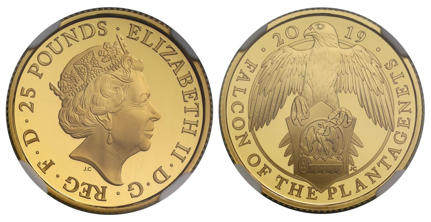 Elizabeth II 2019 PF69 UCAM gold 1/4 oz - Falcon of the Plantagenets
