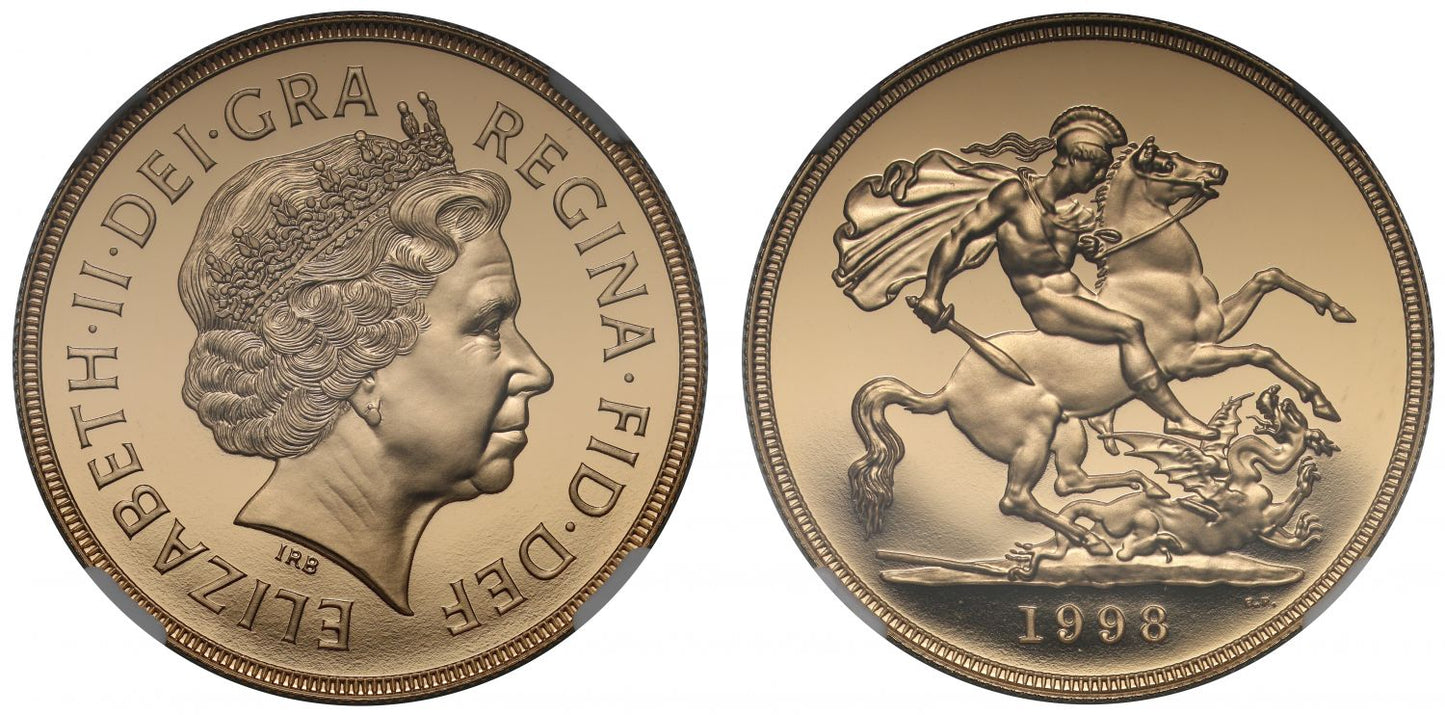 Elizabeth II 1998 proof Five-Pounds PF70 ULTRA CAMEO