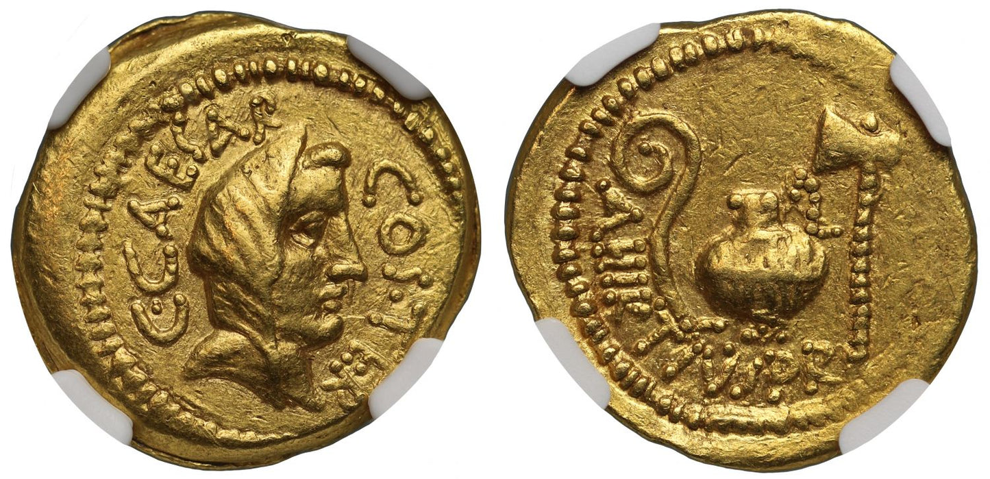 Julius Caesar, Gold Aureus Ch XF 5/5 - 4/5