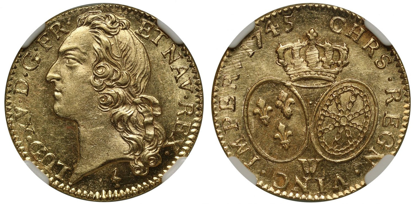 France, Louis XV 1745-W Louis d'Or au bandeau MS63