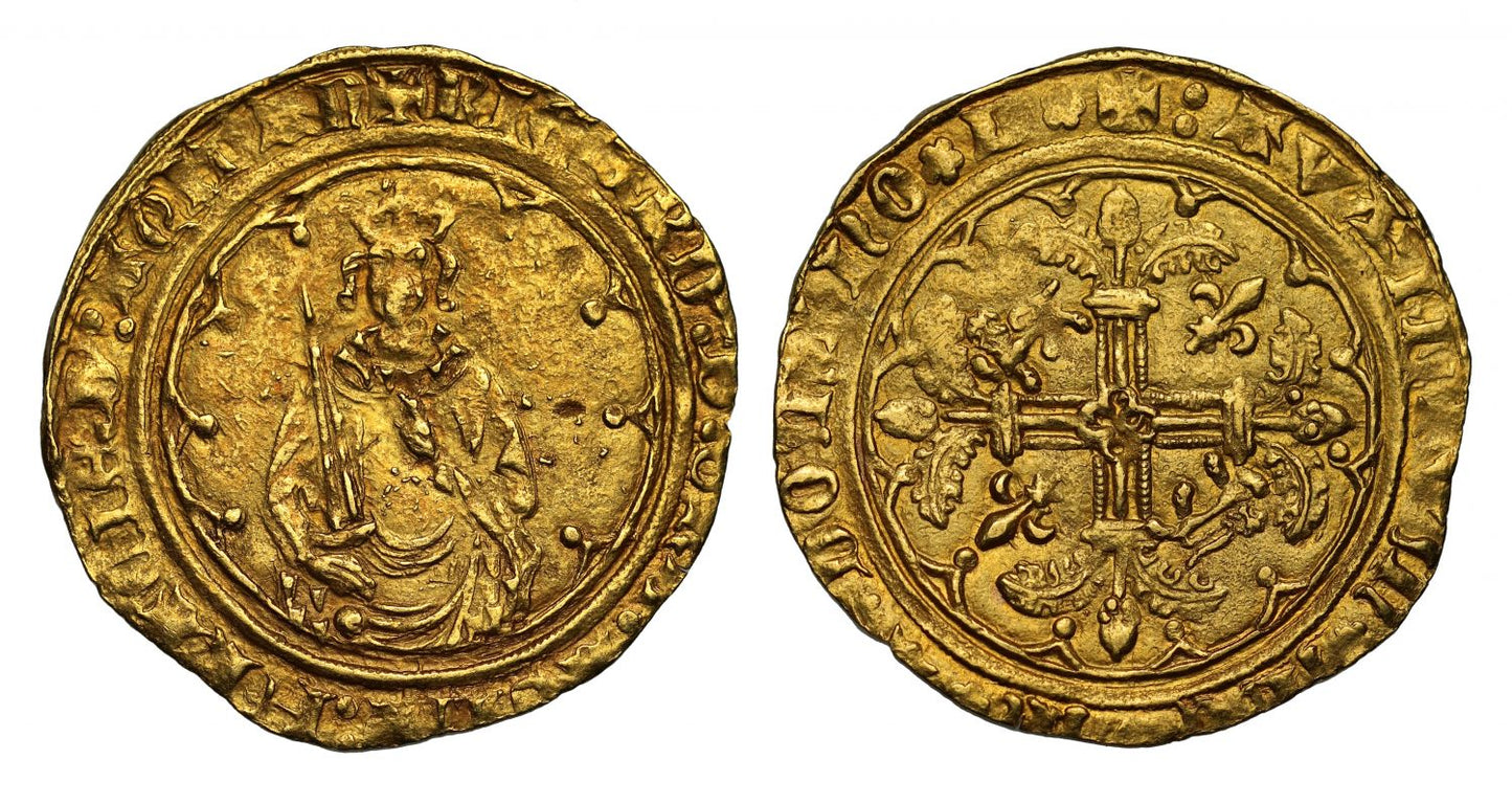 Anglo-Gallic, Richard II Hardi d'Or, Bordeaux Mint, without REX title, MS63, ex Gietzelt