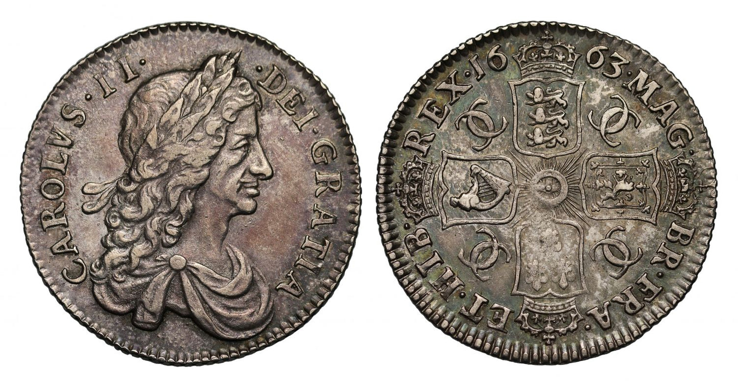 Charles II 1663 Shilling first bust