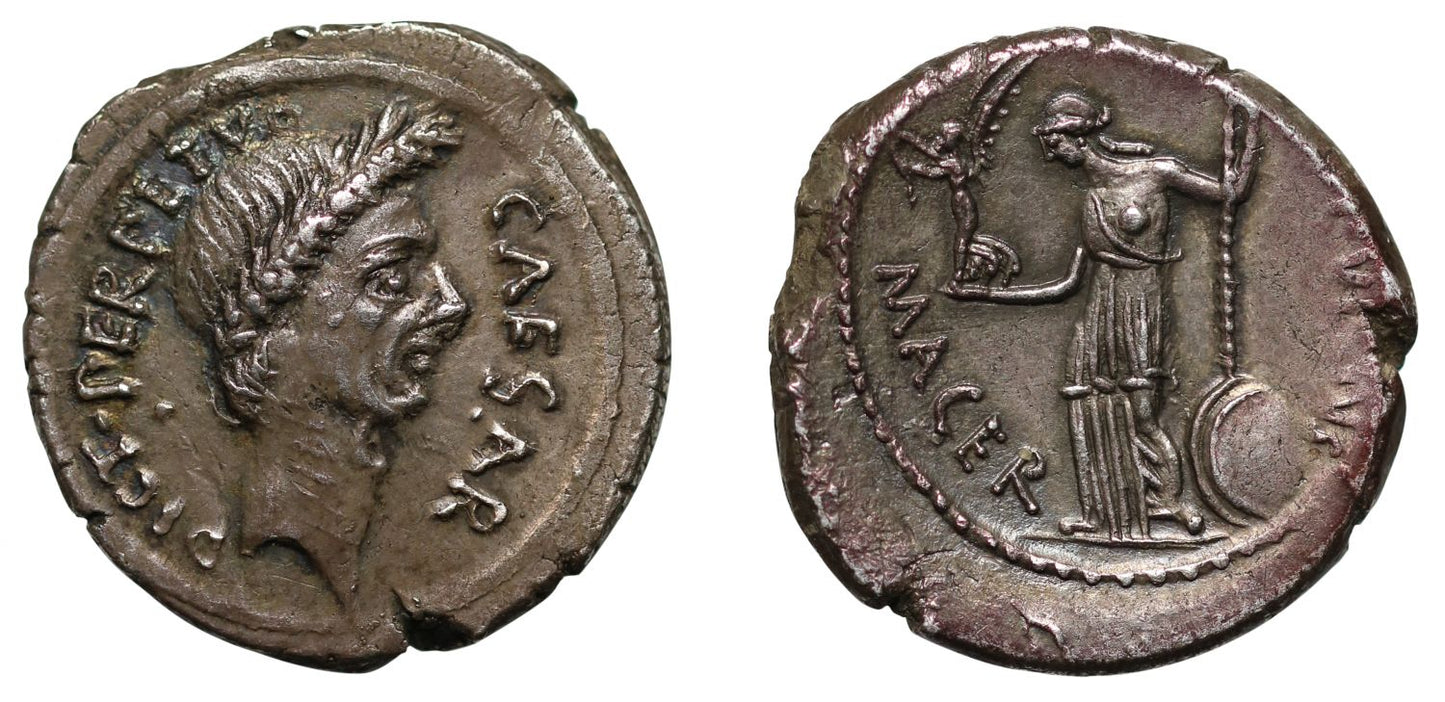 Julius Caesar, Silver Denarius, Ch AU 4/5, 3/5