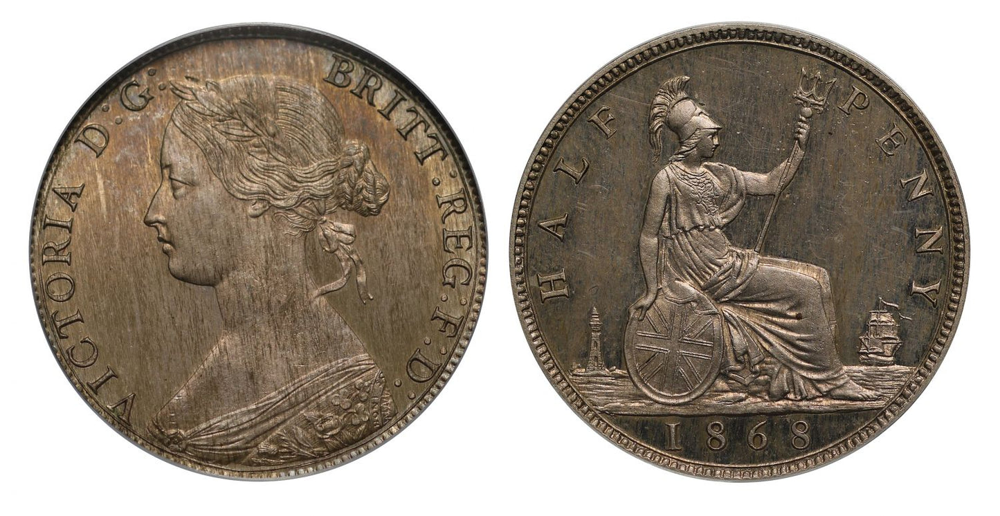 Victoria 1868 Cupro-Nickel proof Halfpenny, CGS UK 88