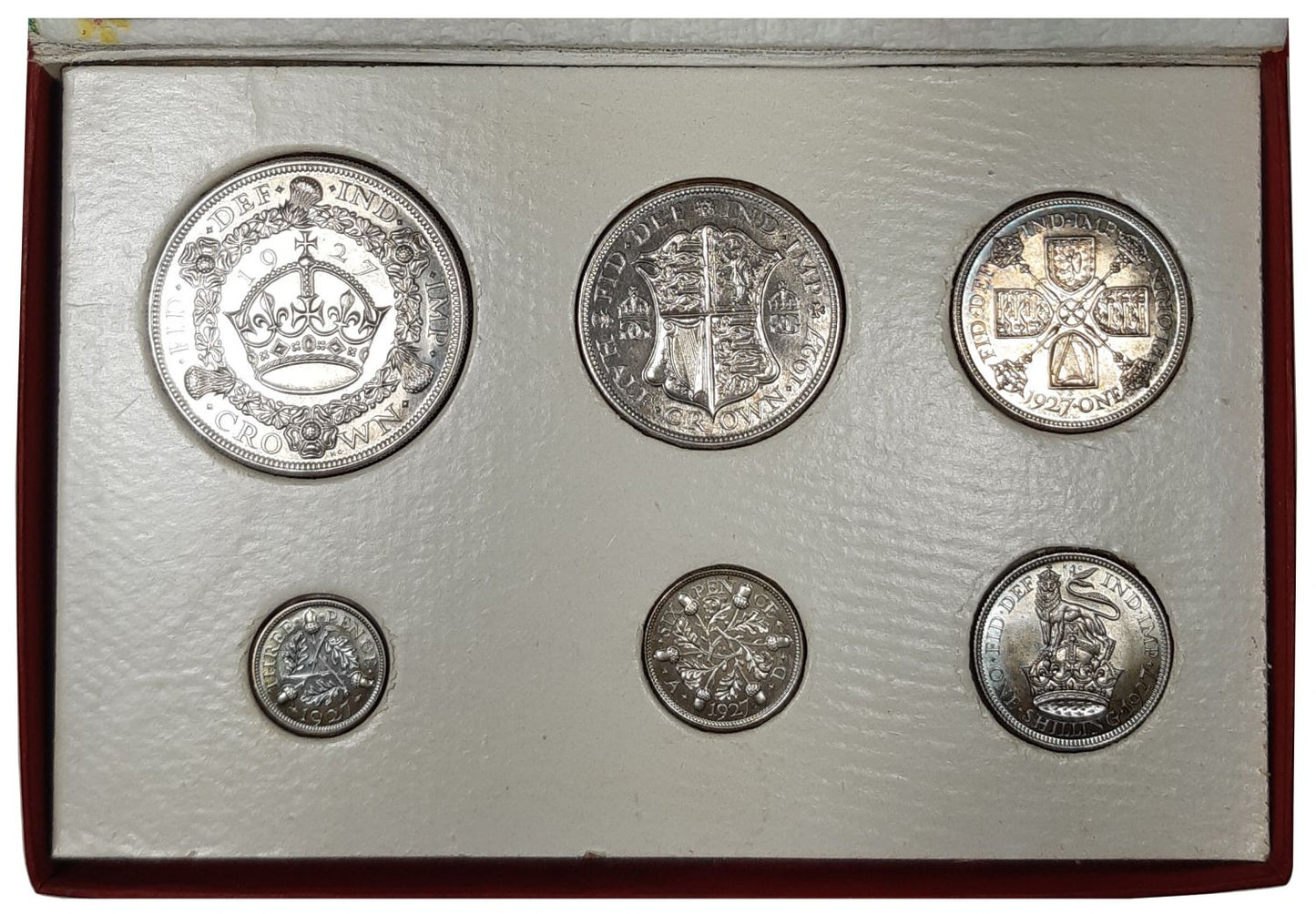 George V 1927 6-coin silver proof Set, in card case of issue