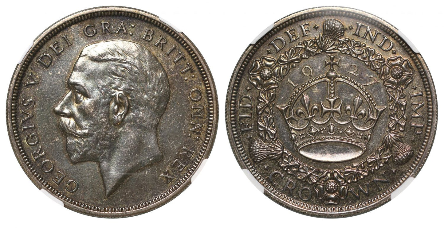 George V 1927 proof Crown, wreath type PF61