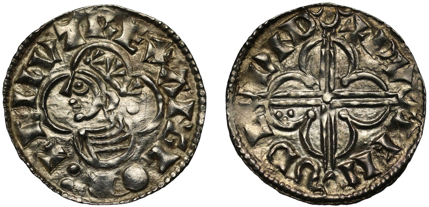 Canute Penny, Quatrefoil type, London, Wulfnoth, extra pellets variety