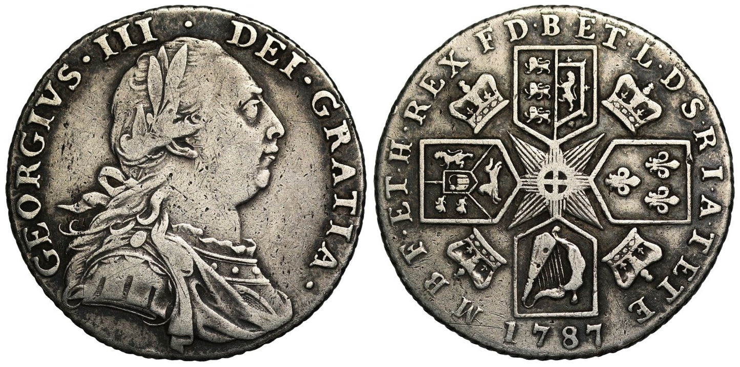 George III 1787 Shilling, no stops at date, very rare
