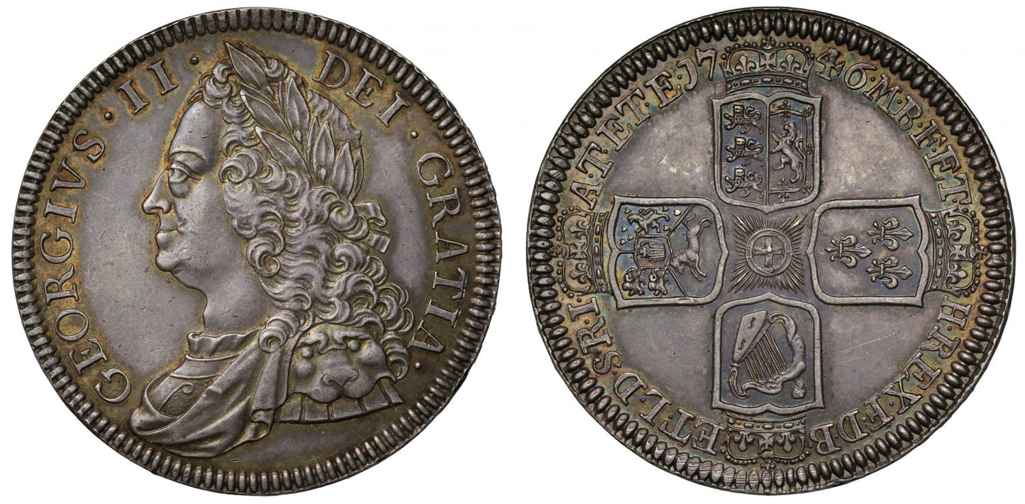 George II 1746 proof Crown, older head, PF61