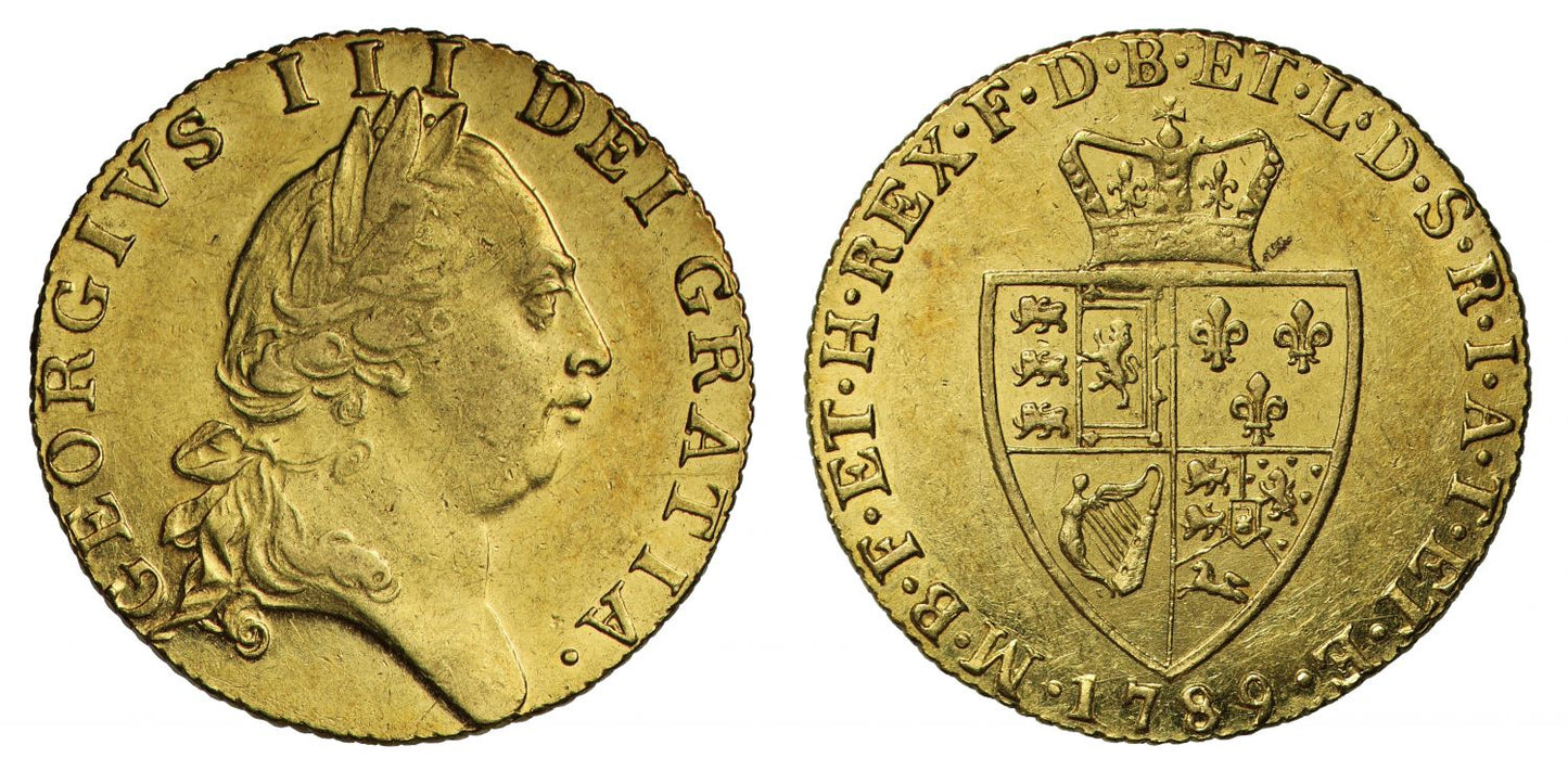 George III 1789 Guinea, fifth bust, spade type reverse, NGC AU55
