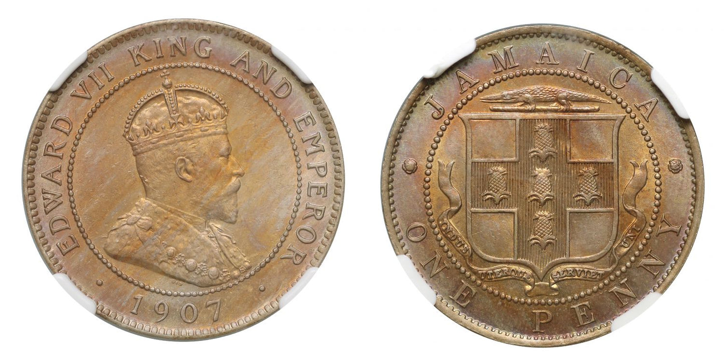 Jamaica, Edward VII, Cu-Ni Penny, 1907. Top pop.