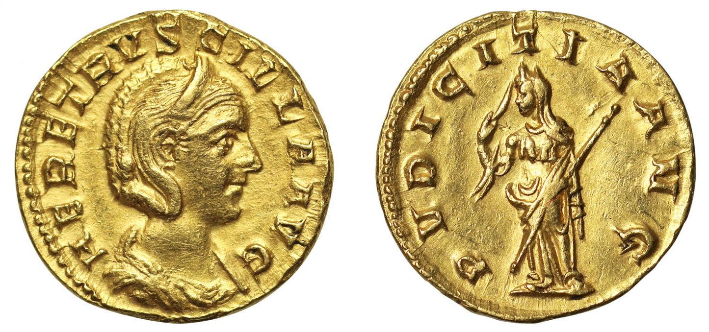 Herennia Etruscilla, Gold Aureus, AU 5/5, 3/5.