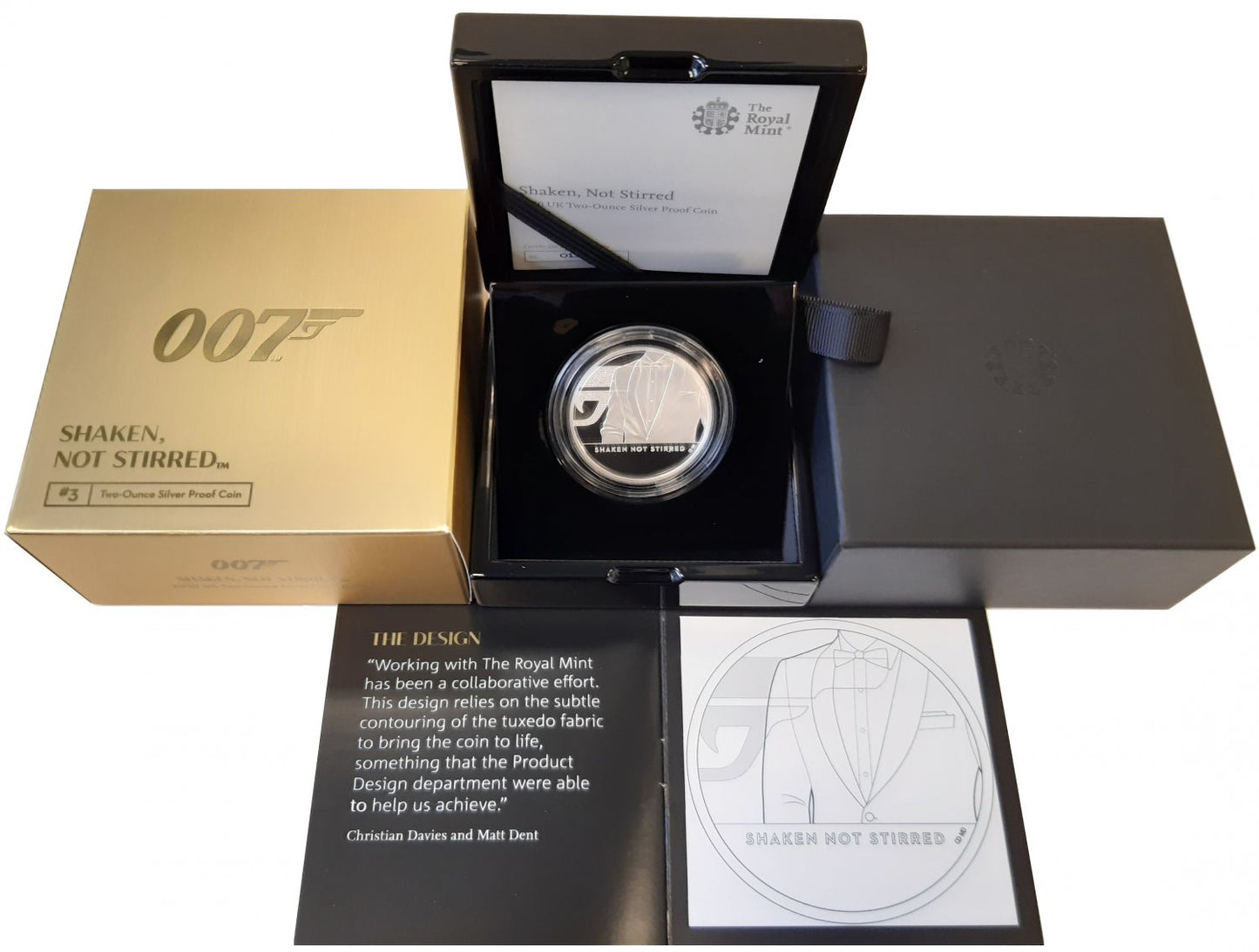 * Elizabeth II 2020 silver proof 2oz James Bond #3, Shaken not Stirred