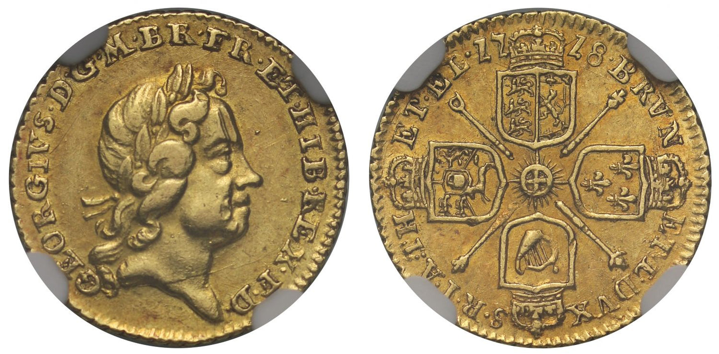 George I 1718 Quarter Guinea, one year only type, MS61