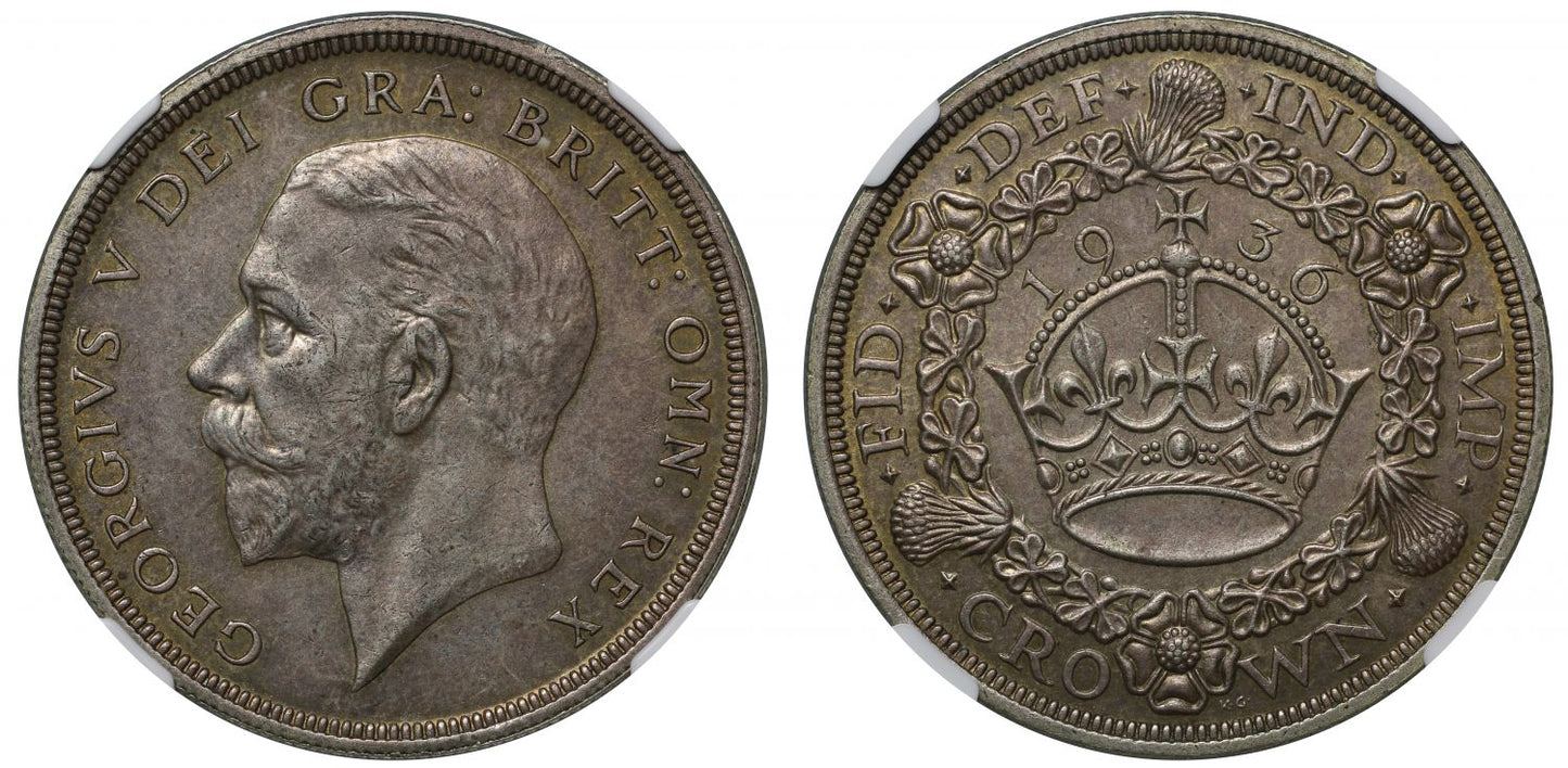 George V 1936 'Wreath' Crown AU58