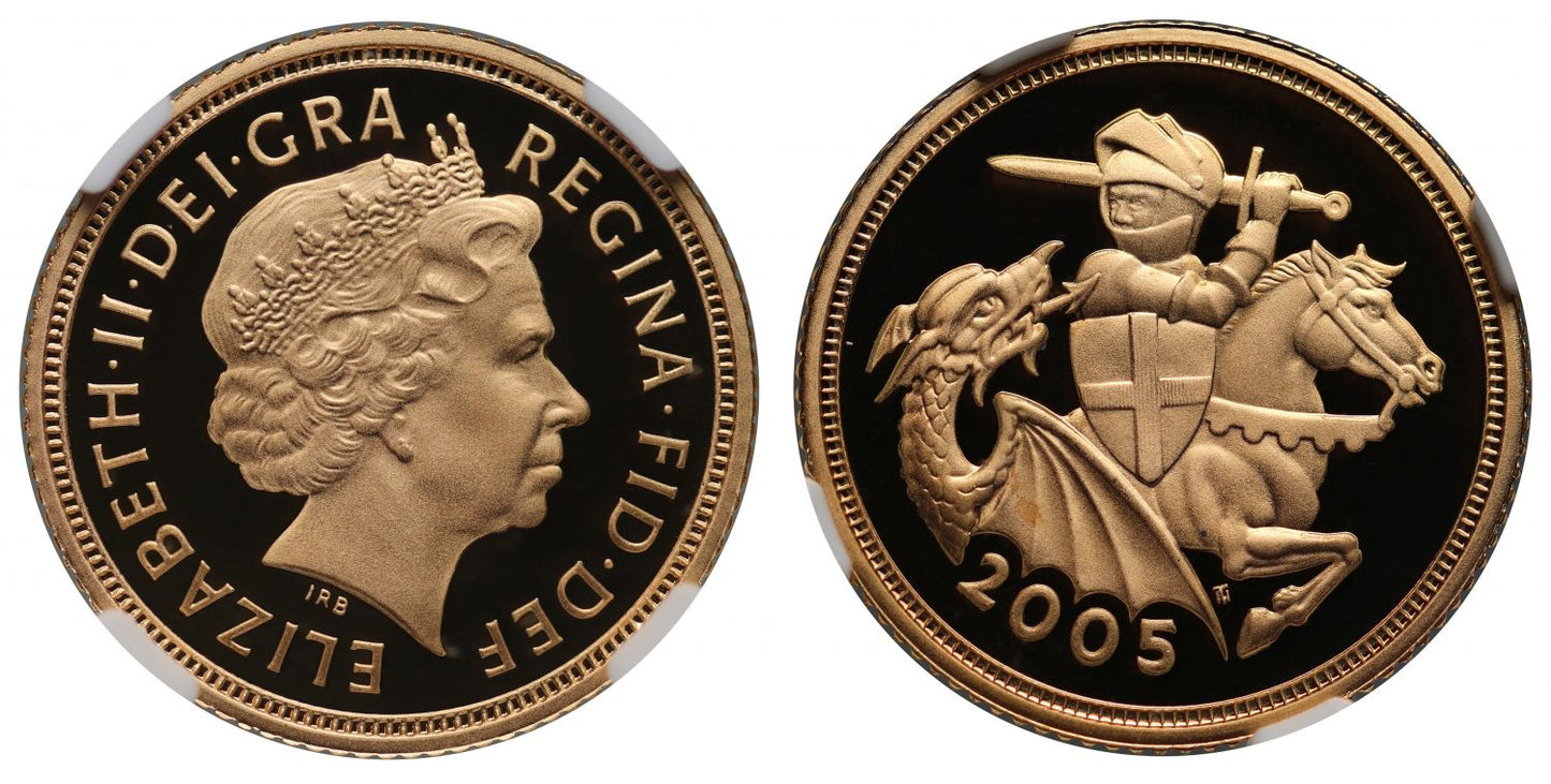 Elizabeth II 2005 proof Half-Sovereign PF70 UCAM