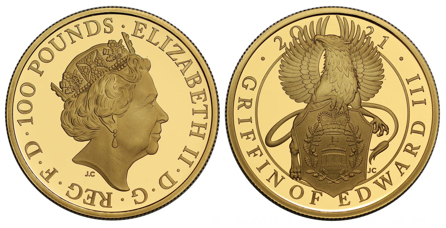 QEII 2021 PF70 gold 1oz Griffin of Edward III