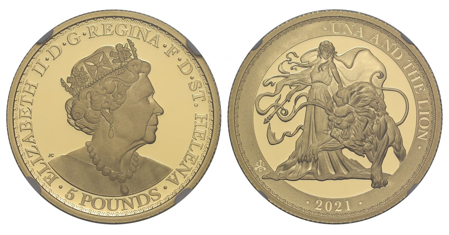 * QEII Saint-Helena 2021 PF69 UC gold 1oz Una and the Lion