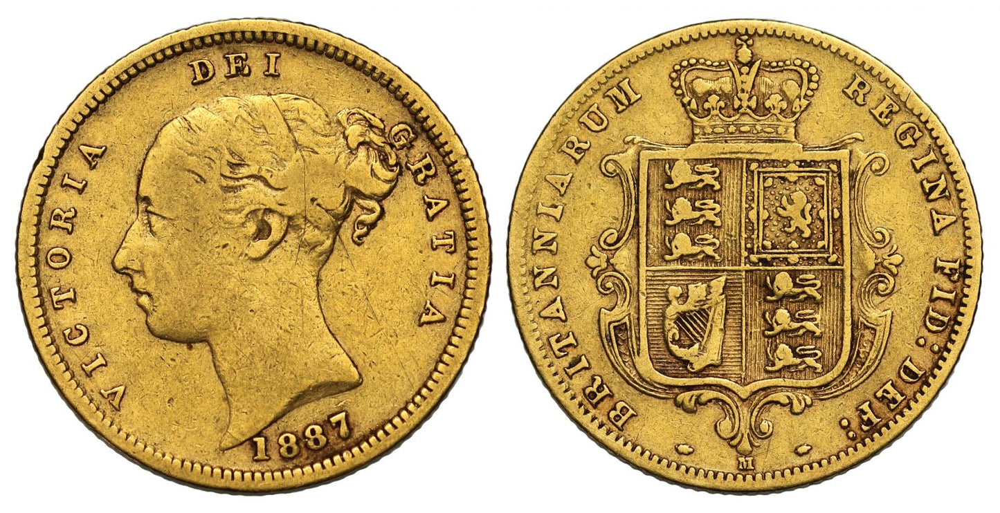 Victoria 1887-M Half-Sovereign Melbourne Young Head, low mintage, very rare