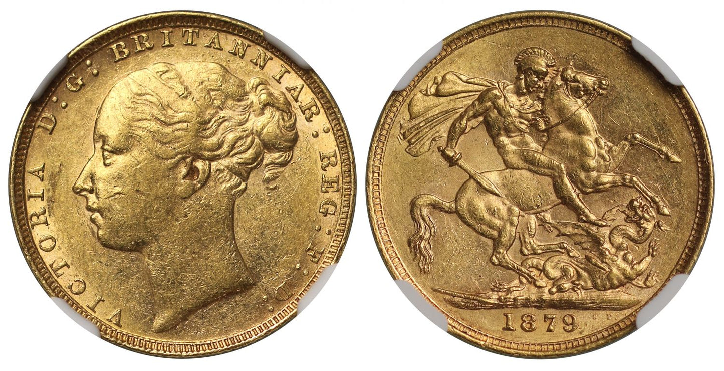 Victoria 1879 Sovereign, London Mint, very rare, AU55