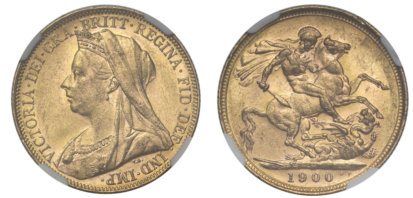 Victoria 1900-M Sovereign, Melbourne, old head, MS62