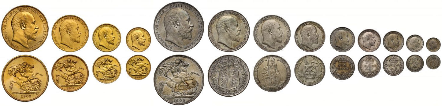 Edward VII 1902 13-coin matt proof Set, Coronation issue with case