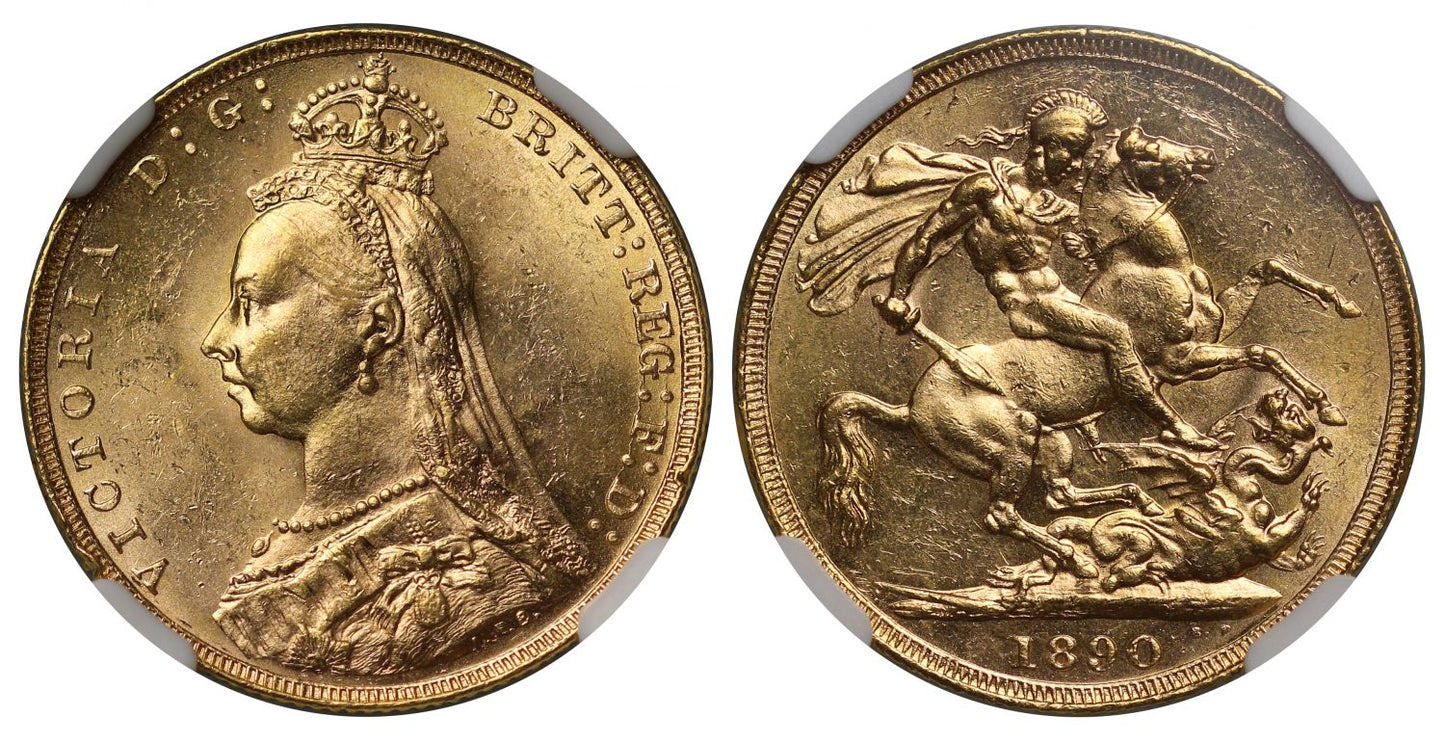 Victoria 1890 Sovereign, Jubilee head, DISH L13, MS63