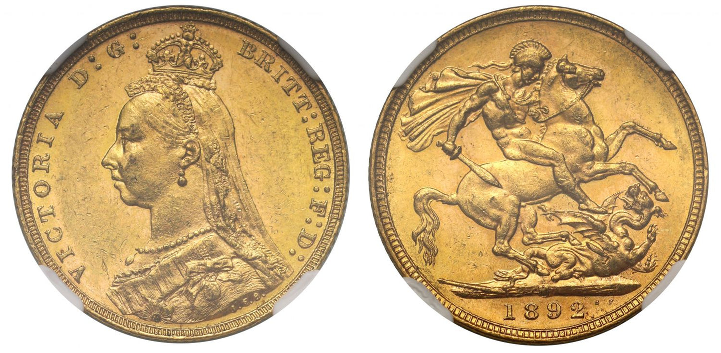 Victoria 1892-M Sovereign Melbourne mint, MS62