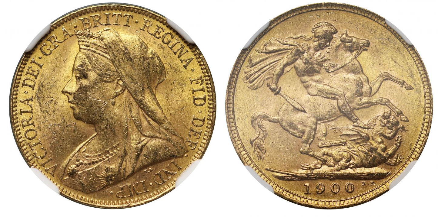 Victoria 1900-P Sovereign Perth Mint, old head MS61
