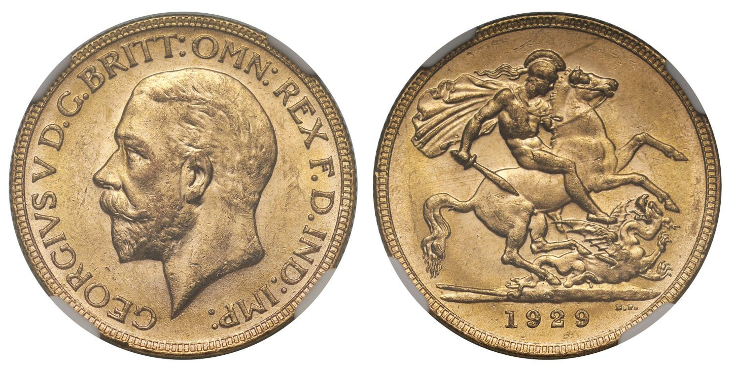 George V 1929-P Sovereign Perth Mint MS62