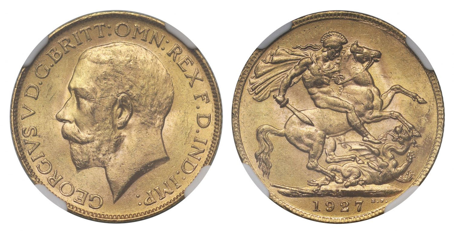 George V 1927-SA Sovereign Pretoria Mint NGC MS62
