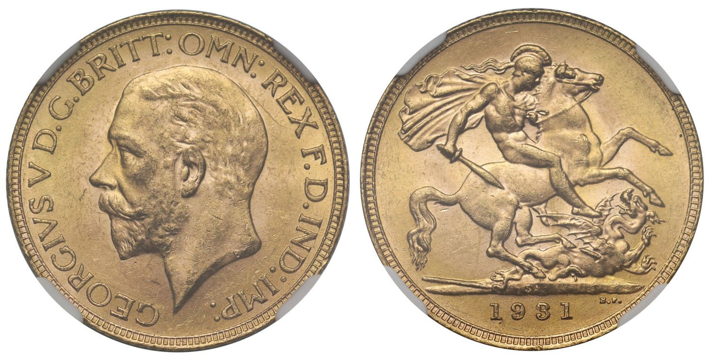 George V 1931-SA Sovereign Pretoria Mint MS62