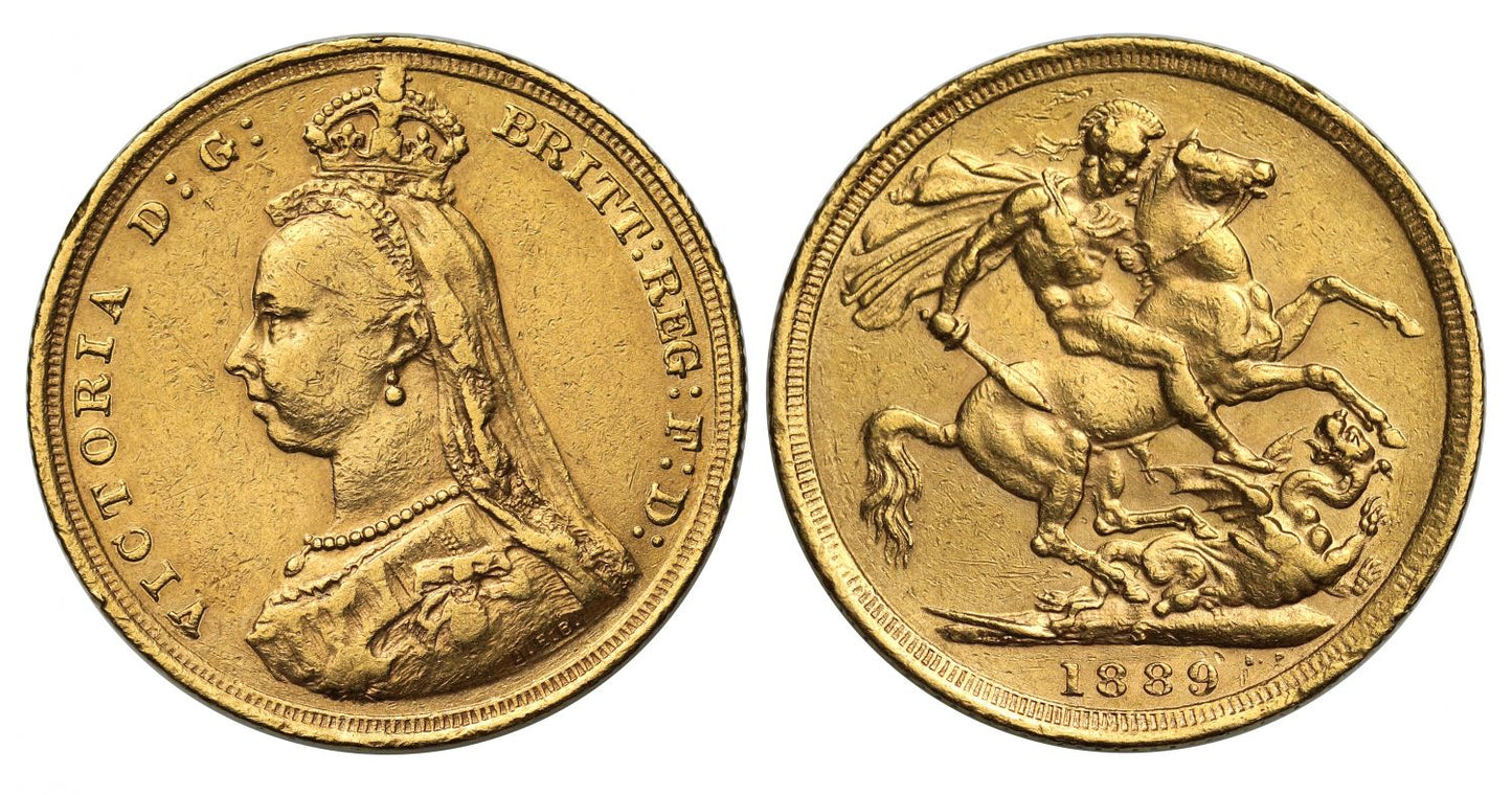 Victoria 1889-S Sydney mint Sovereign, first legend DISH S11 R3