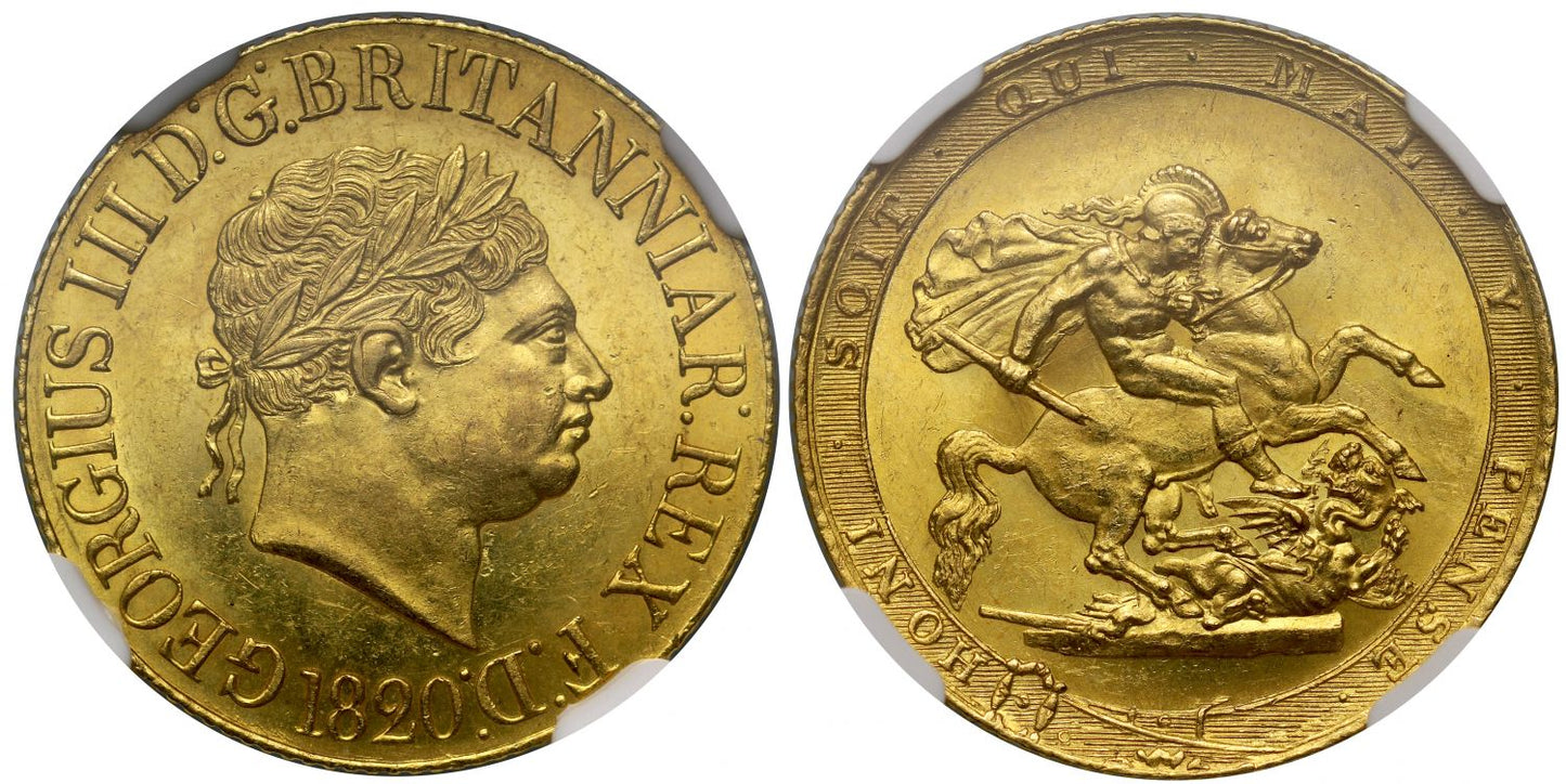 George III 1820 Sovereign, variety with closed 2 in date, MS62
