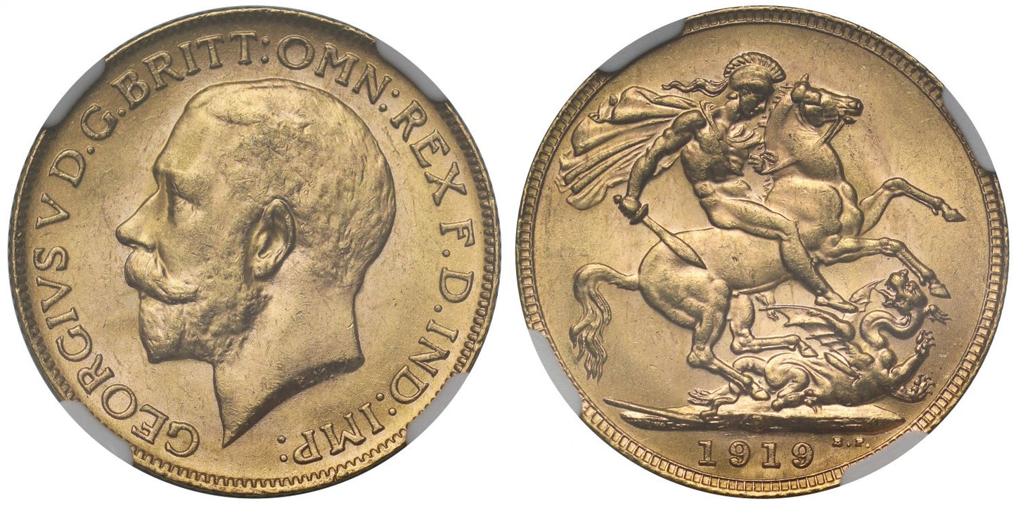 George V 1919-P Sovereign Perth Mint NGC MS63