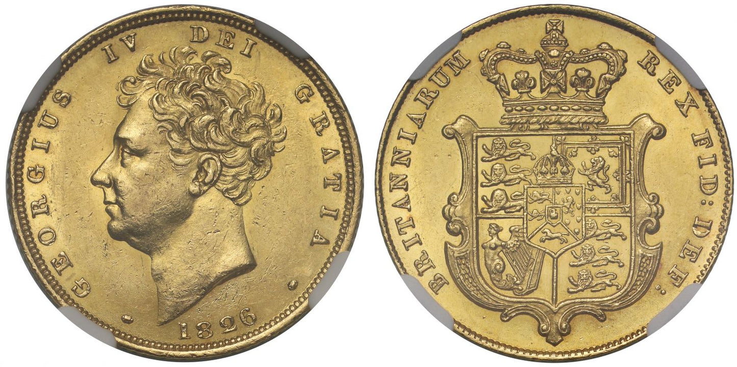 George IV 1826 Sovereign, bare head, MS61