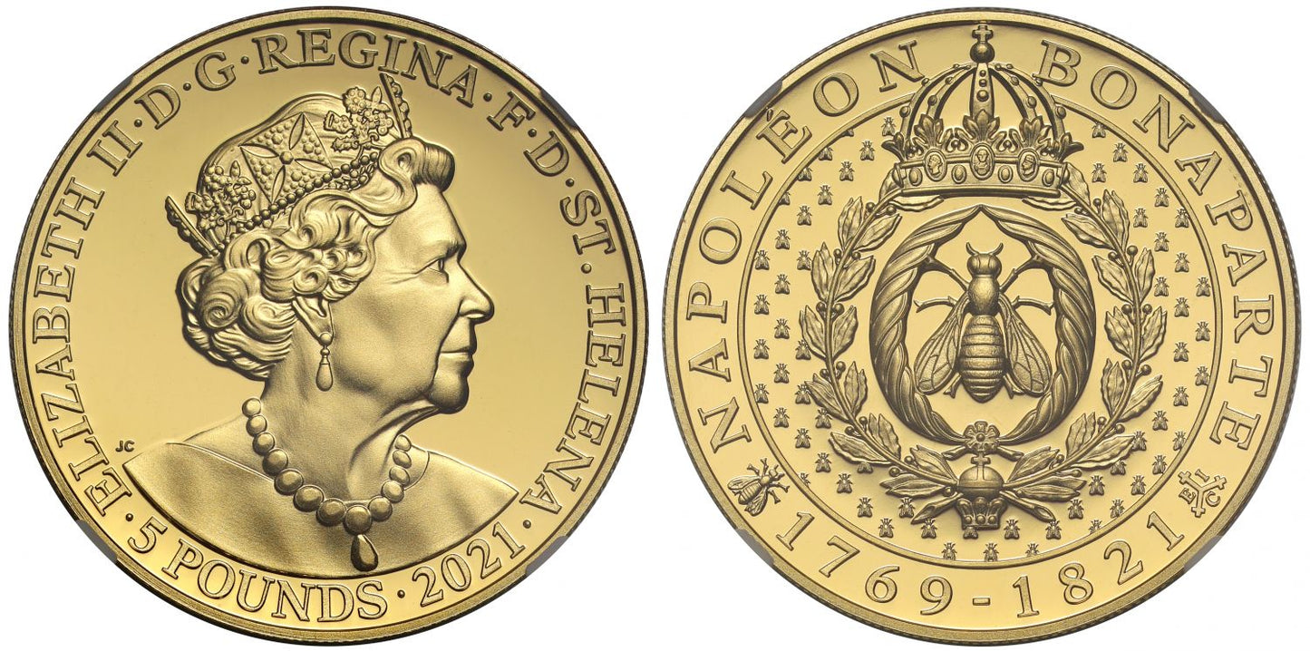 * St Helena 2021 PF70 UC gold 1oz Napoleon Bee