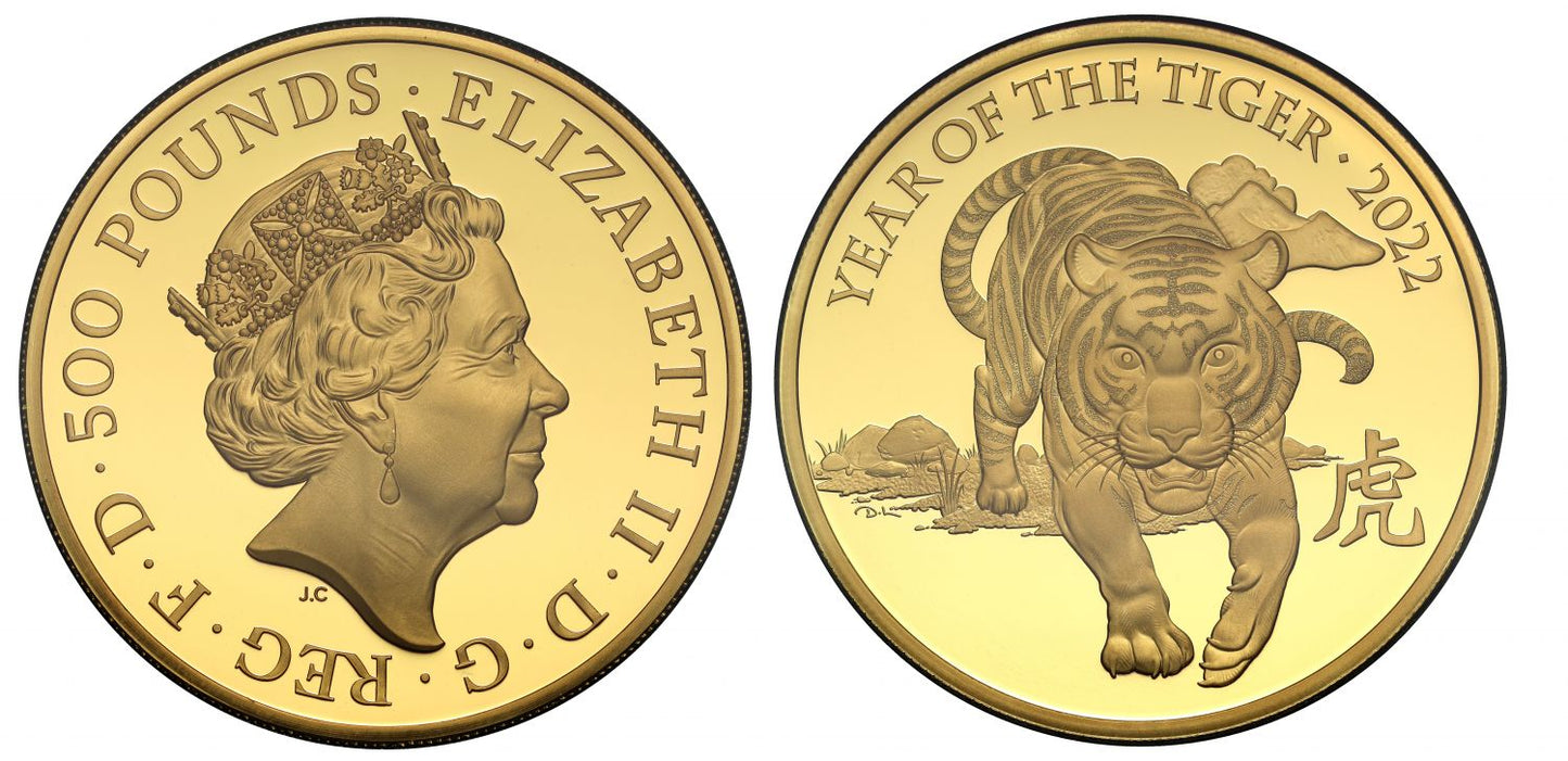 QEII 2022 PF70 UC FR gold 5oz Year of the Tiger