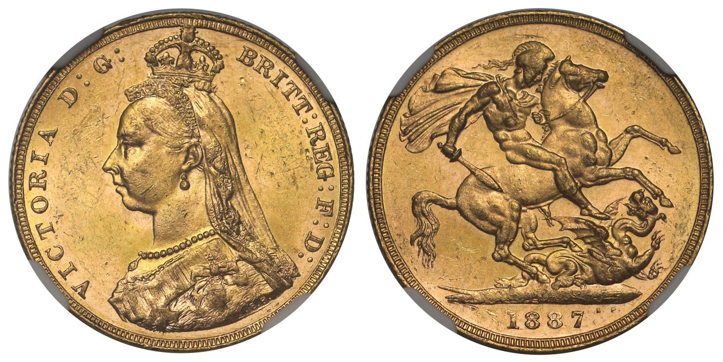 Victoria 1887-M Sovereign Jubilee Melbourne Mint MS63