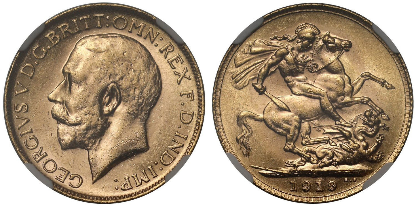 George V 1919-P Sovereign Perth Mint MS62