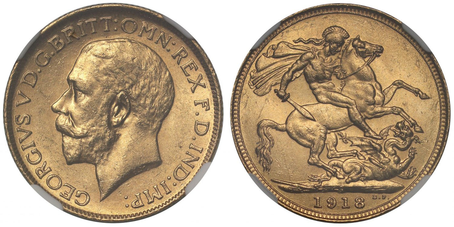 George V 1918-S Sovereign Sydney Mint MS62